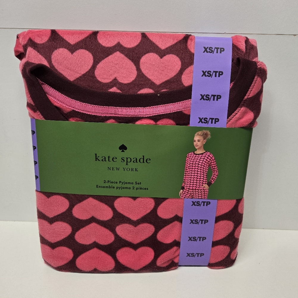 Kate Spade Pajama Set - Pink and Dark Purple Hearts